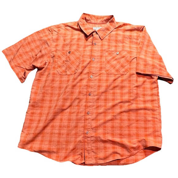 Orvis Shirt Mens XXL Plaid Orange Buttoned Short Sleeve Vents Campcore Cabincore - Picture 2 of 6